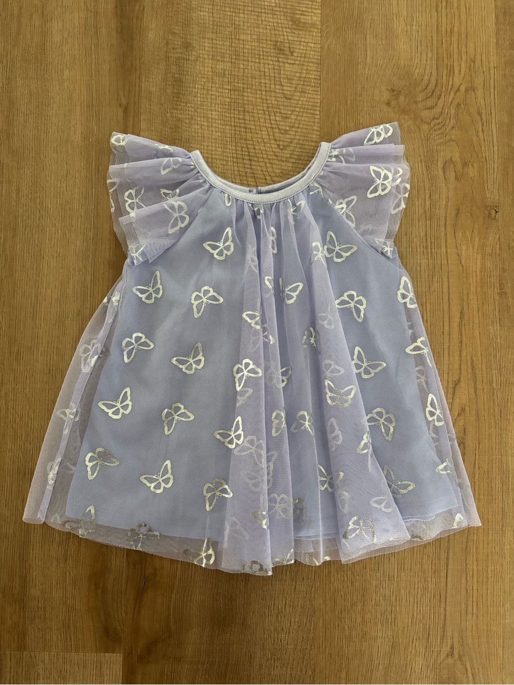 Lavender Butterfly Tulle Overlay & Pastel Plaid Dress and Pink Sash Dresses - Picture 5 of 7